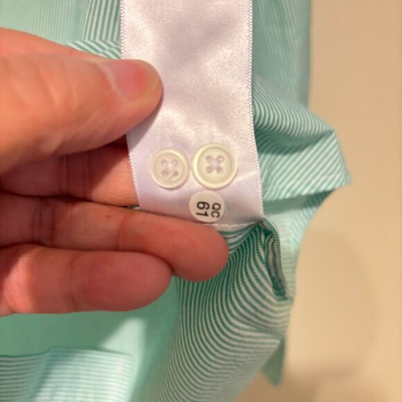 Everlane Silky Cotton Button Down Long Sleeve Shirt Mint Green White Str… - Picture 7 of 9